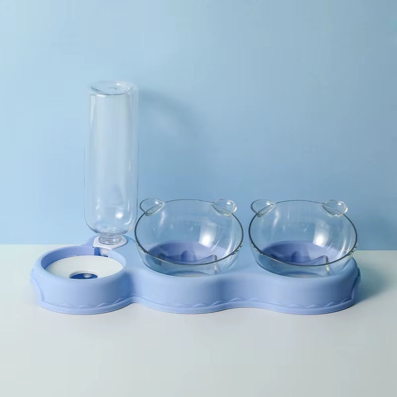 Pet Cat Automatic Feeder Plastic 3-In-1 Dog Food Bowl