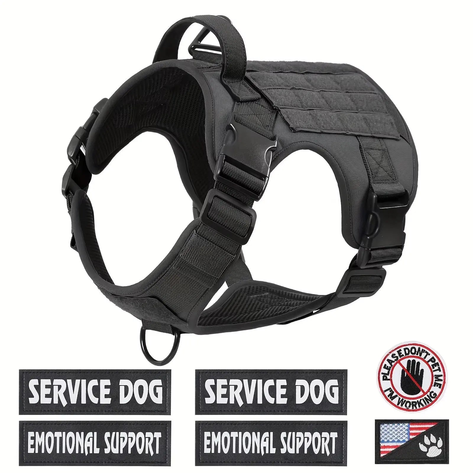 American Local Tactical Pet Boobs Service Dog Harness Vest Adjustable Reflective Dog Harness Metal Buckle Hiking Training KuroshiroOnline