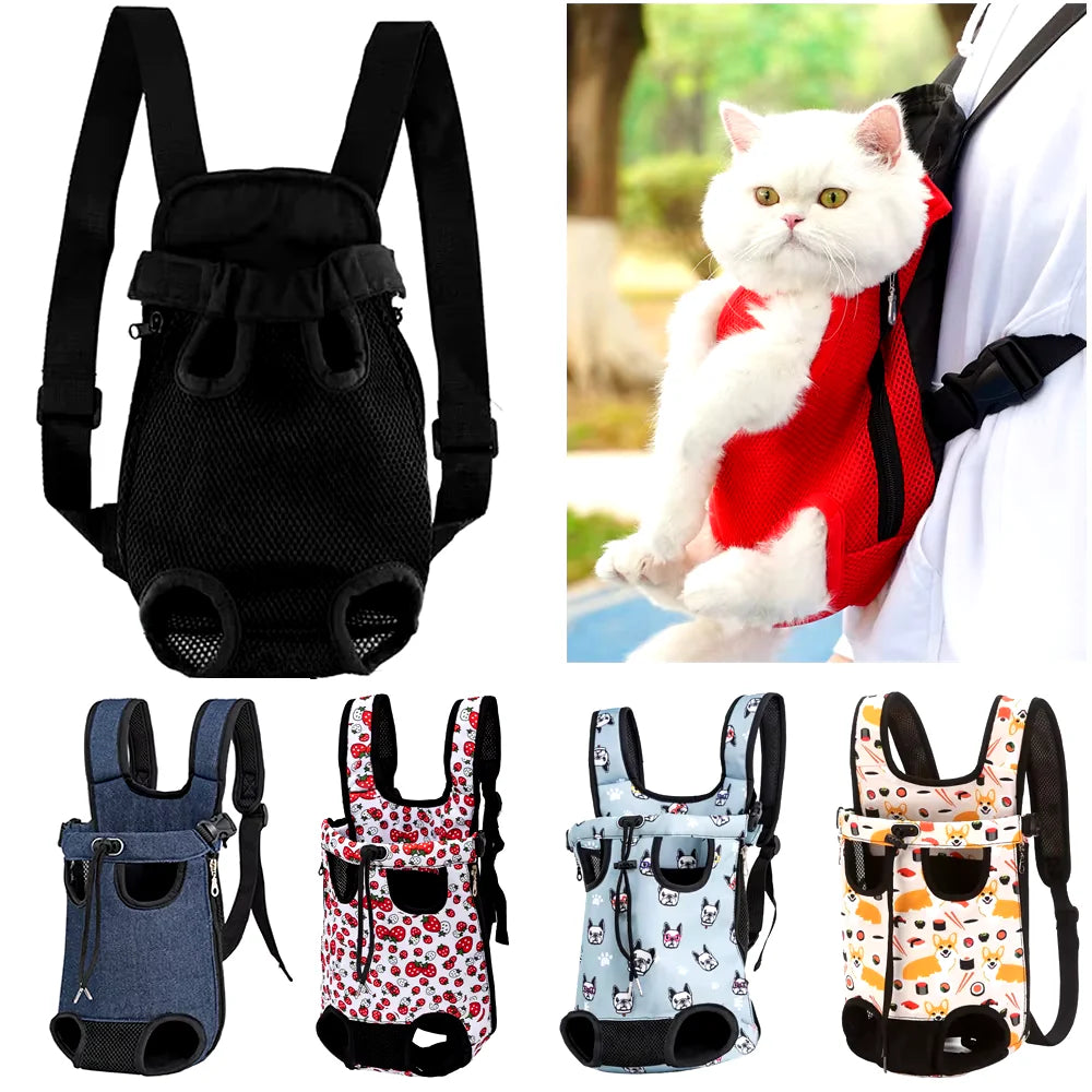 Adjustable Cat Carrier Bag Pet Double Shoulder Backpack