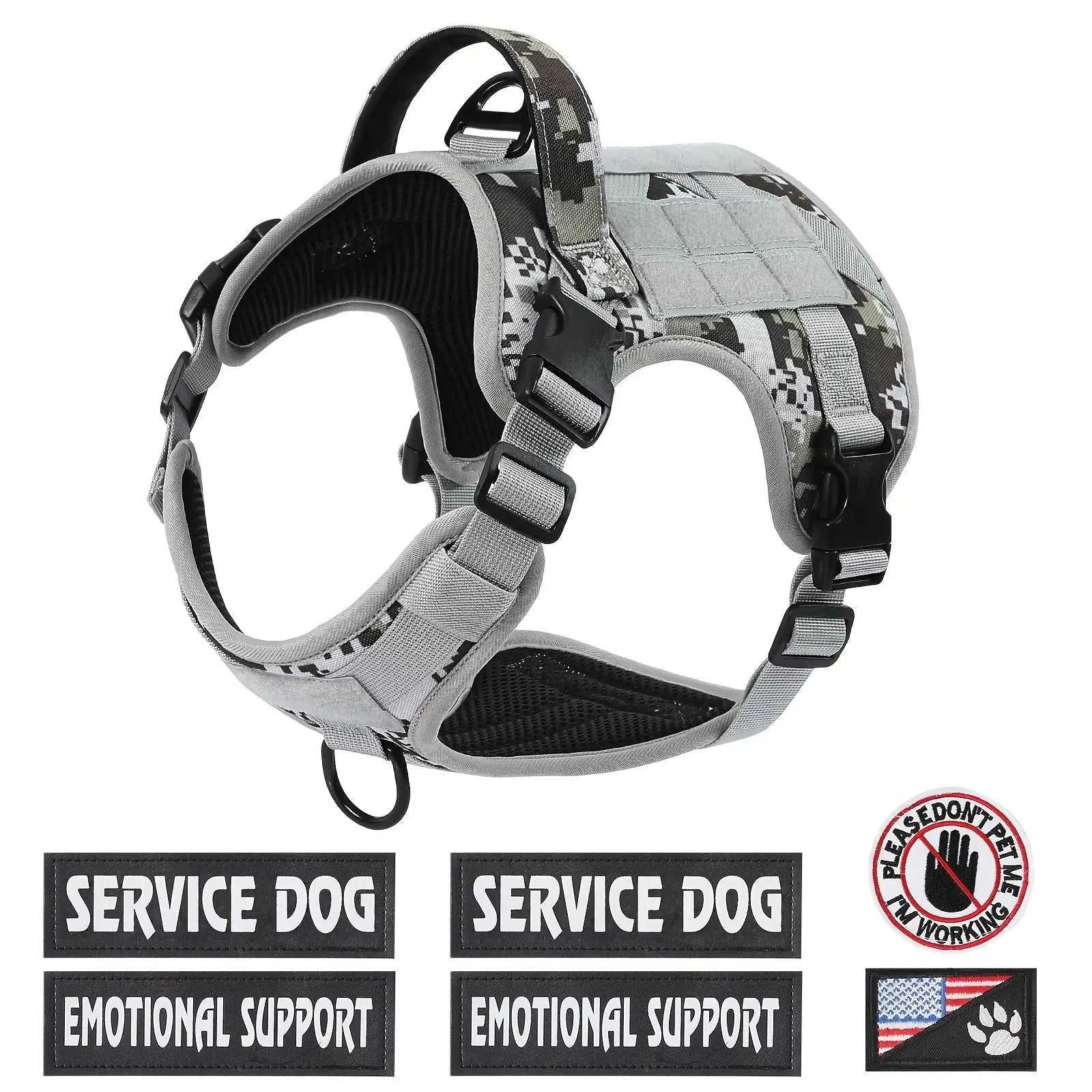 American Local Tactical Pet Boobs Service Dog Harness Vest Adjustable Reflective Dog Harness Metal Buckle Hiking Training KuroshiroOnline
