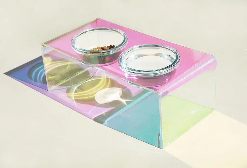 Acrylic Pet Dazzling Bowl Food Basin Small Dog KuroshiroOnline