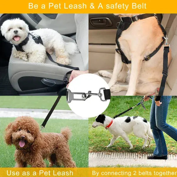 2Pcs Pet Dog Seat Belt Leash Adjustable Pet Dog Cat Safety Leads Harness KuroshiroOnline