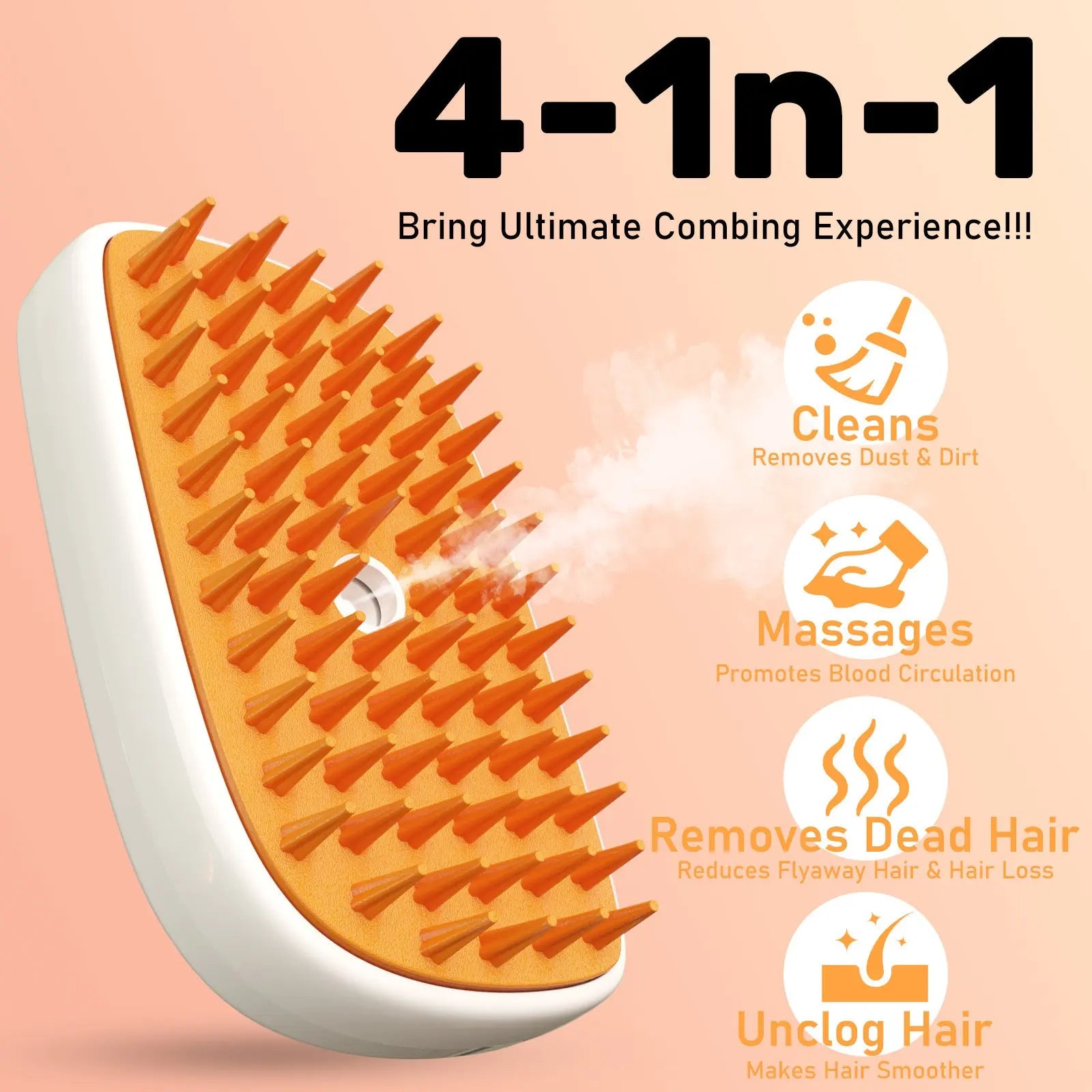 4 In 1 Cat Steam Brush, Anti Static Shedding Spray Comb, Hair Removal, Mist Indoor Steamy Grooming Brush For Dog, Water Spritz Defur Cepillo, Spa Steamer Cloud Para Gatos KuroshiroOnline