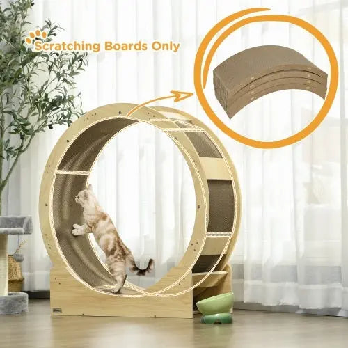 PawHut Cat Scratching Board, 4 Pack Cat Scratcher For Indoor Cats, Reversible Cat Scratching Post Replacement For Cat Wheel, Brown KuroshiroOnline