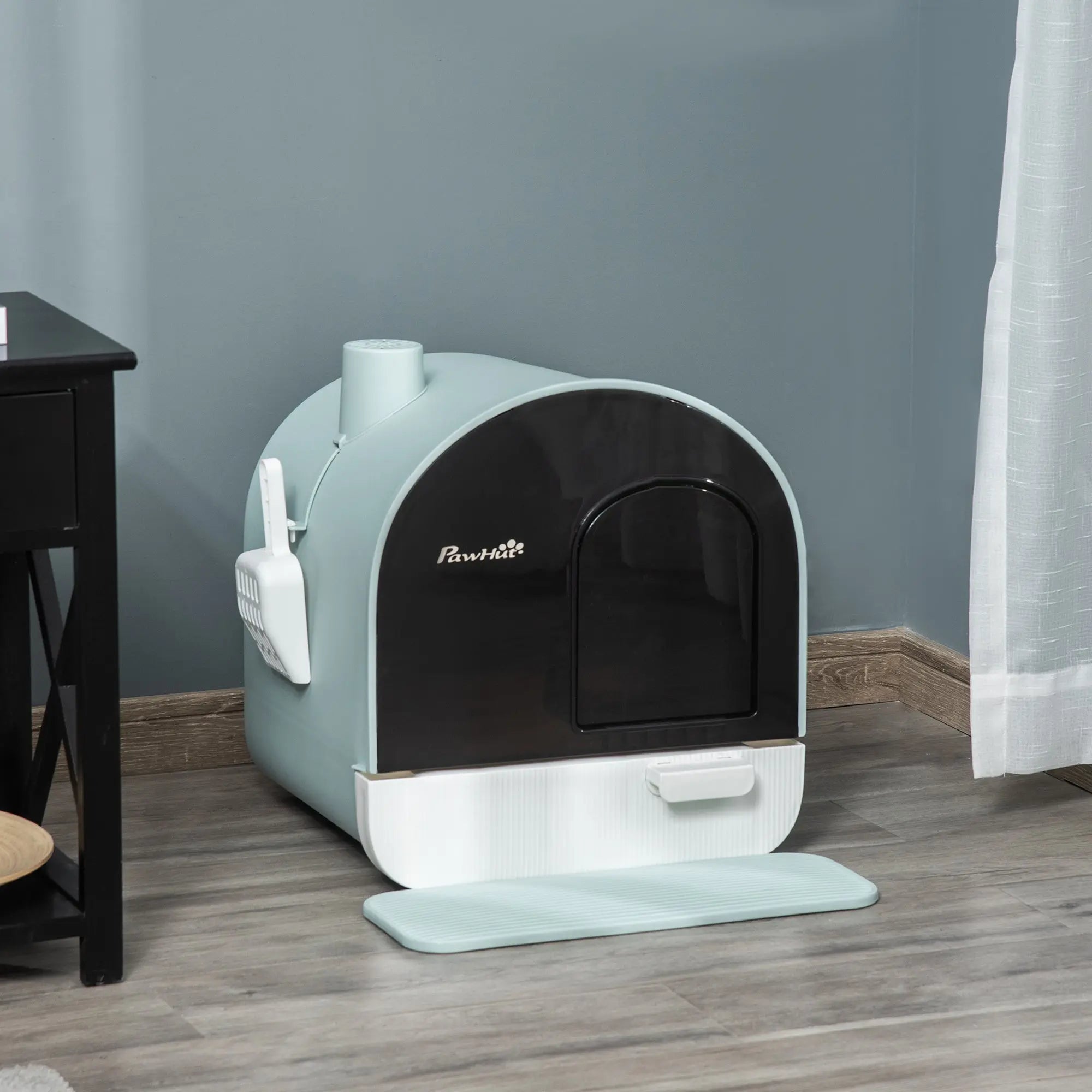 Cat Litter Box With Lid, Indoor Cat With Tray, Spoon, Strainer KuroshiroOnline
