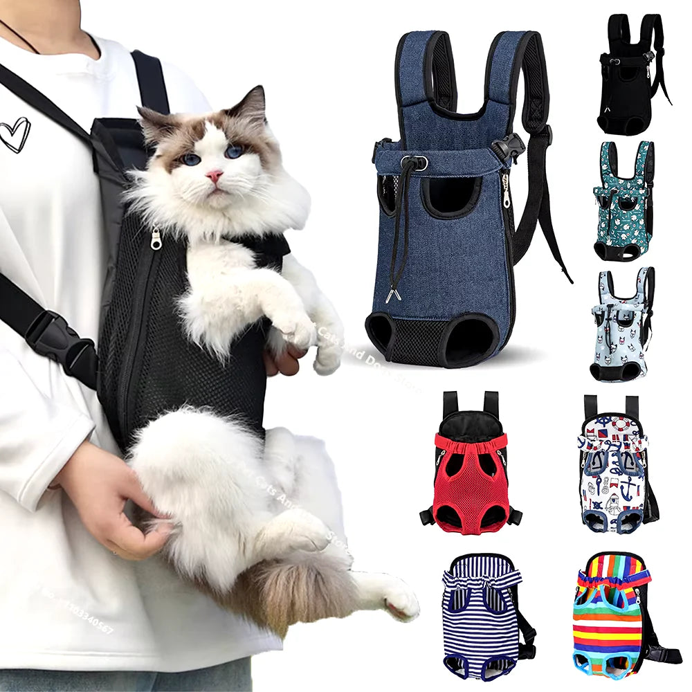 Adjustable Cat Carrier Bag Pet Double Shoulder Backpack