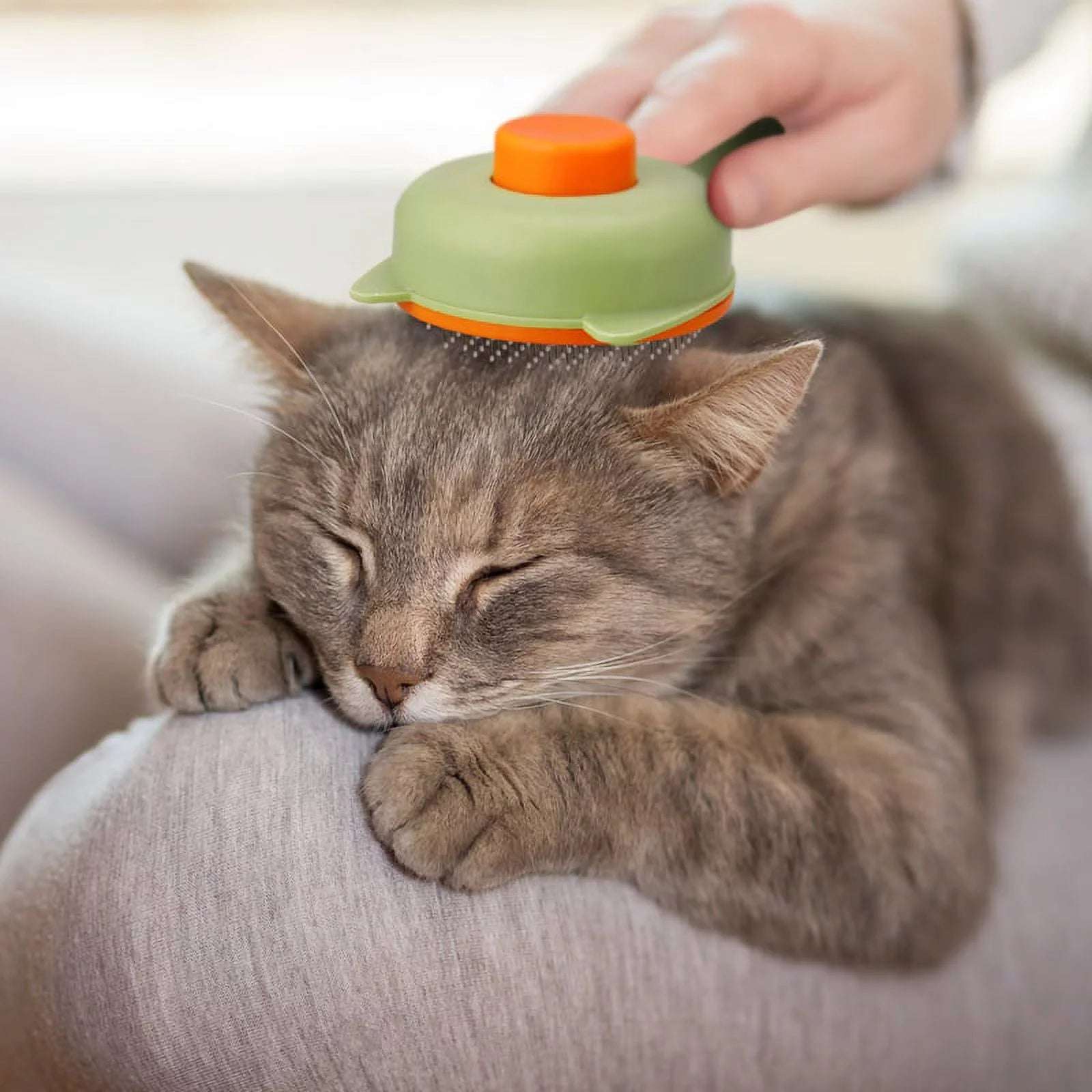 2 Pcs Cat Brush with Release Button, Pet Brush, Self-Cleaning Sliker Brush with One Click, Grooming Brush for Cat Dog (Pink+Green)