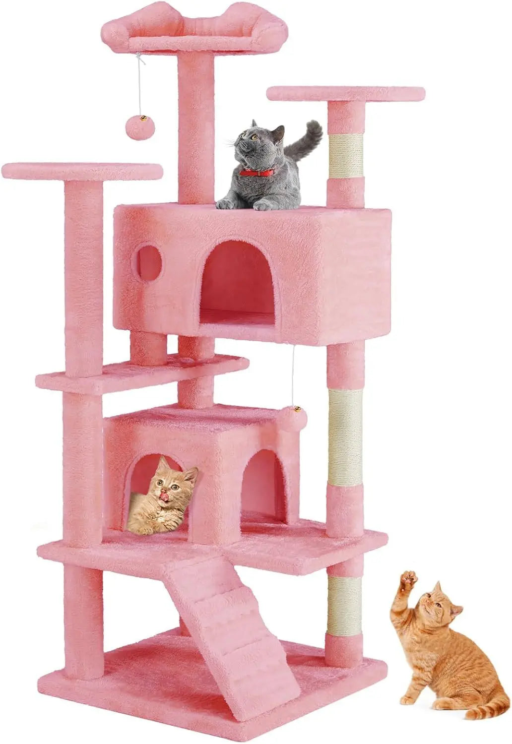 54 -Cat Tree Tower - Multi-level With Sisal Grab Post, Indoor Apartment With Ladder, Plush Toys, Rest And Play KuroshiroOnline