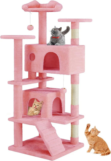 54 -Cat Tree Tower - Multi-level With Sisal Grab Post, Indoor Apartment With Ladder, Plush Toys, Rest And Play KuroshiroOnline