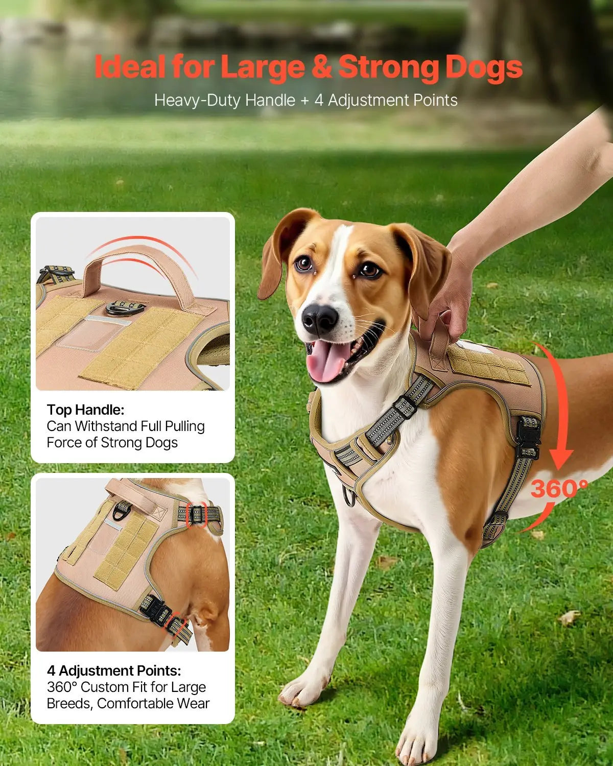 Dog Harness For Large Dogs No Pull Tactical Dog Harness Adjustable Pet Vest KuroshiroOnline