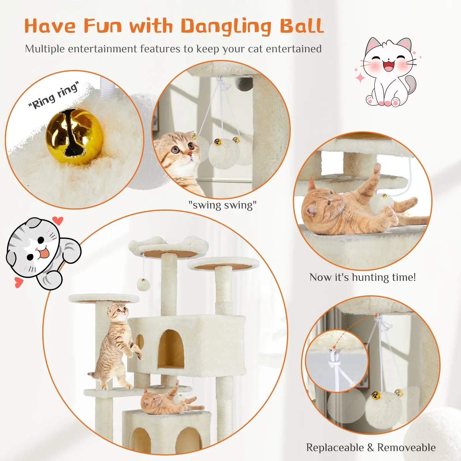 Multi Functional Cat Treehouse Cat Climbing Frame KuroshiroOnline