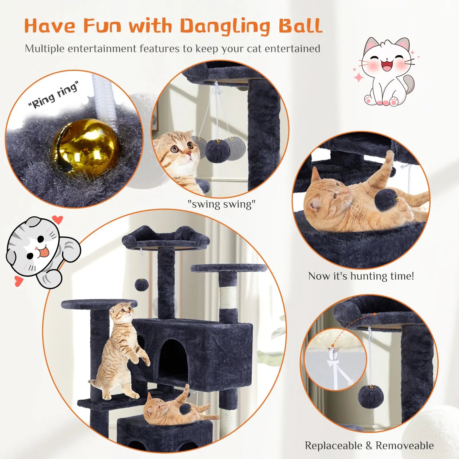 Multi Functional Cat Treehouse Cat Climbing Frame KuroshiroOnline