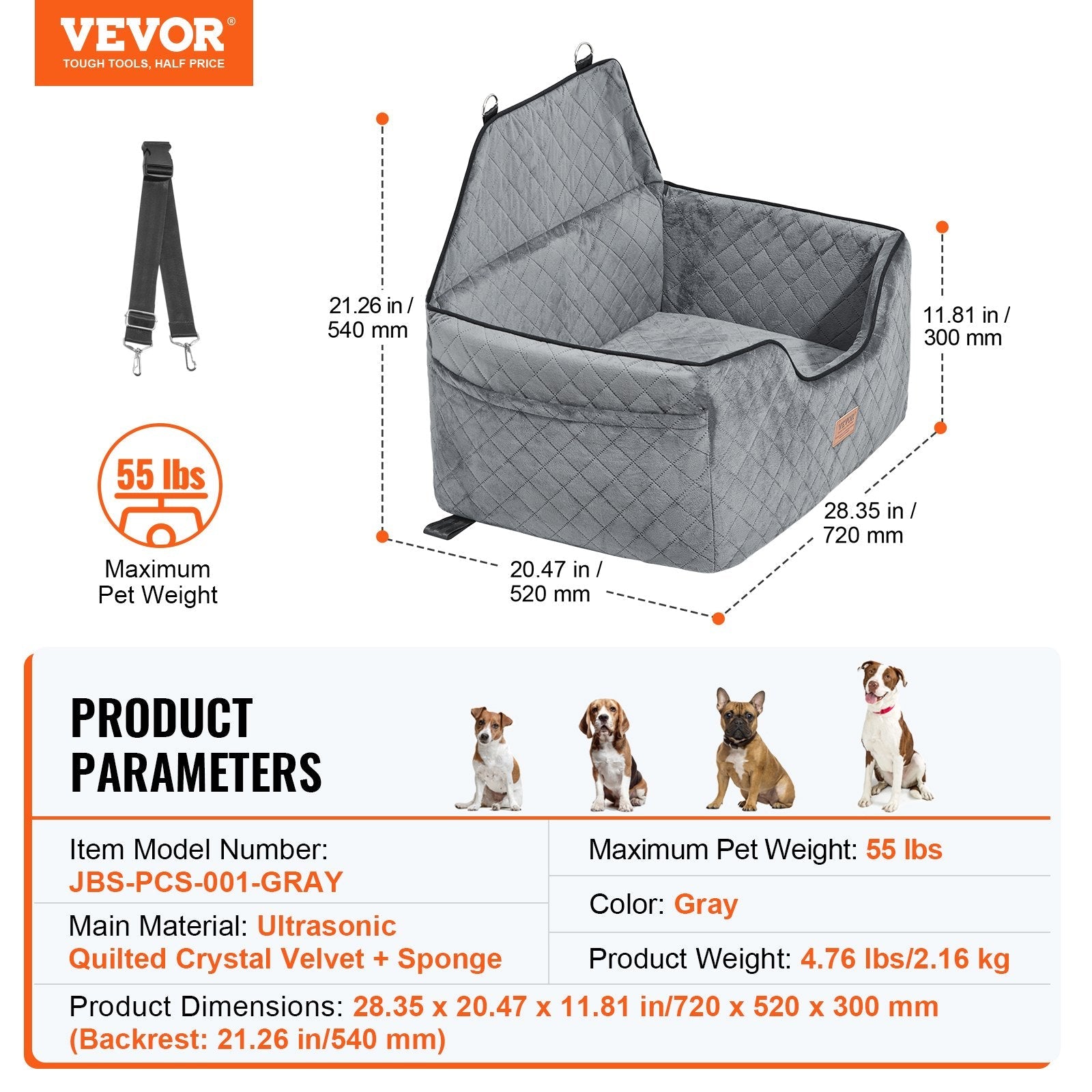 VEVOR Dog Booster Car Seat Pet Car Seat