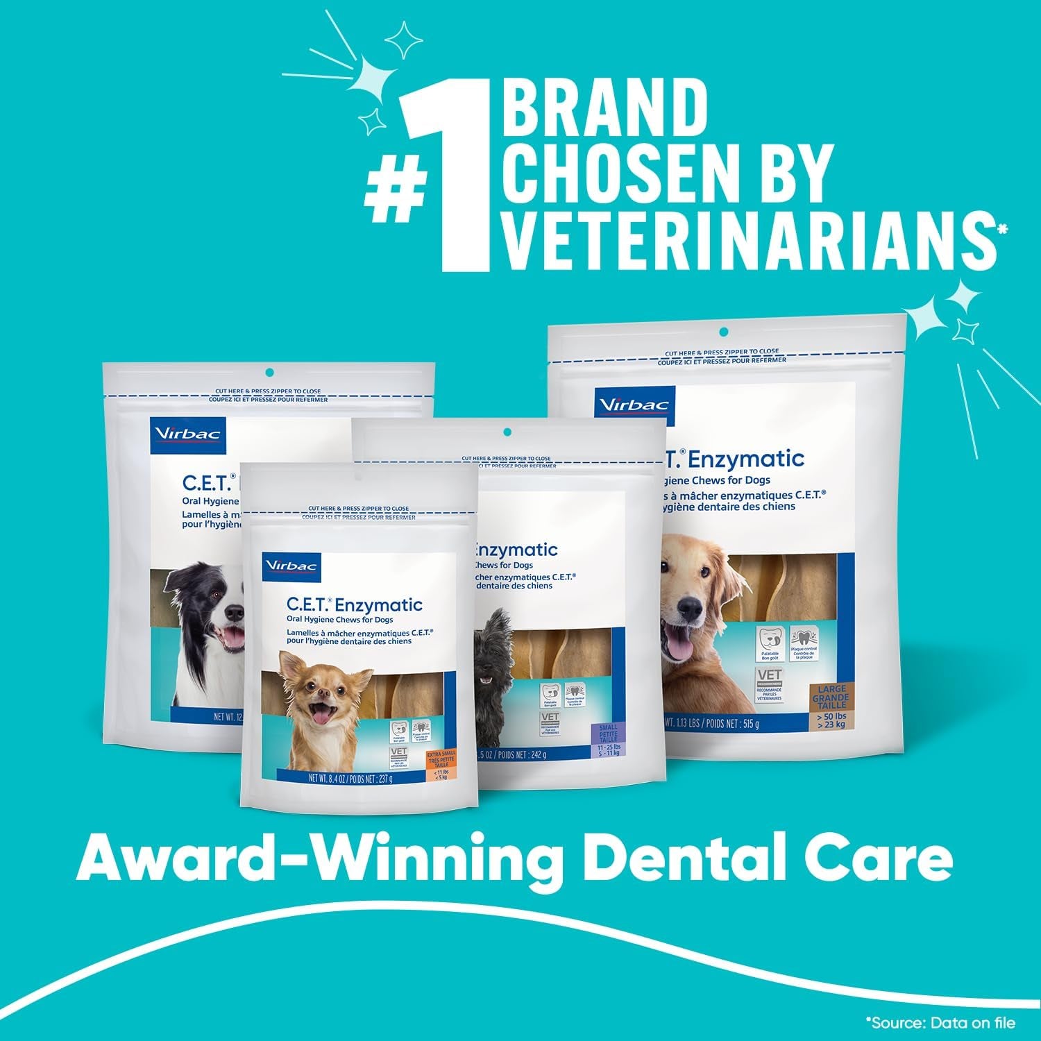 C.E.T. Enzymatic Oral Hygiene Chews for Dogs Beef 8.4 Ounces