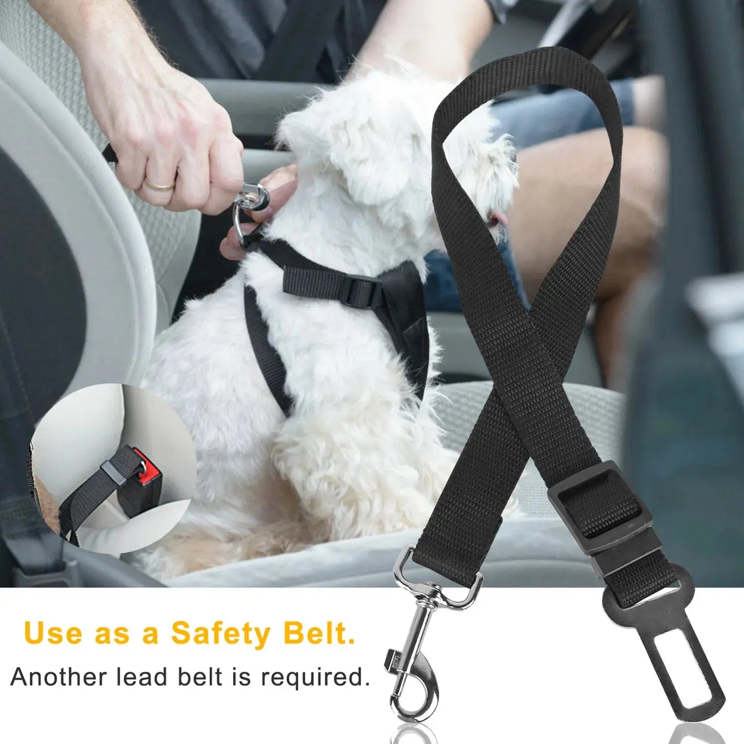 2Pcs Pet Dog Seat Belt Leash Adjustable Pet Dog Cat Safety Leads Harness KuroshiroOnline
