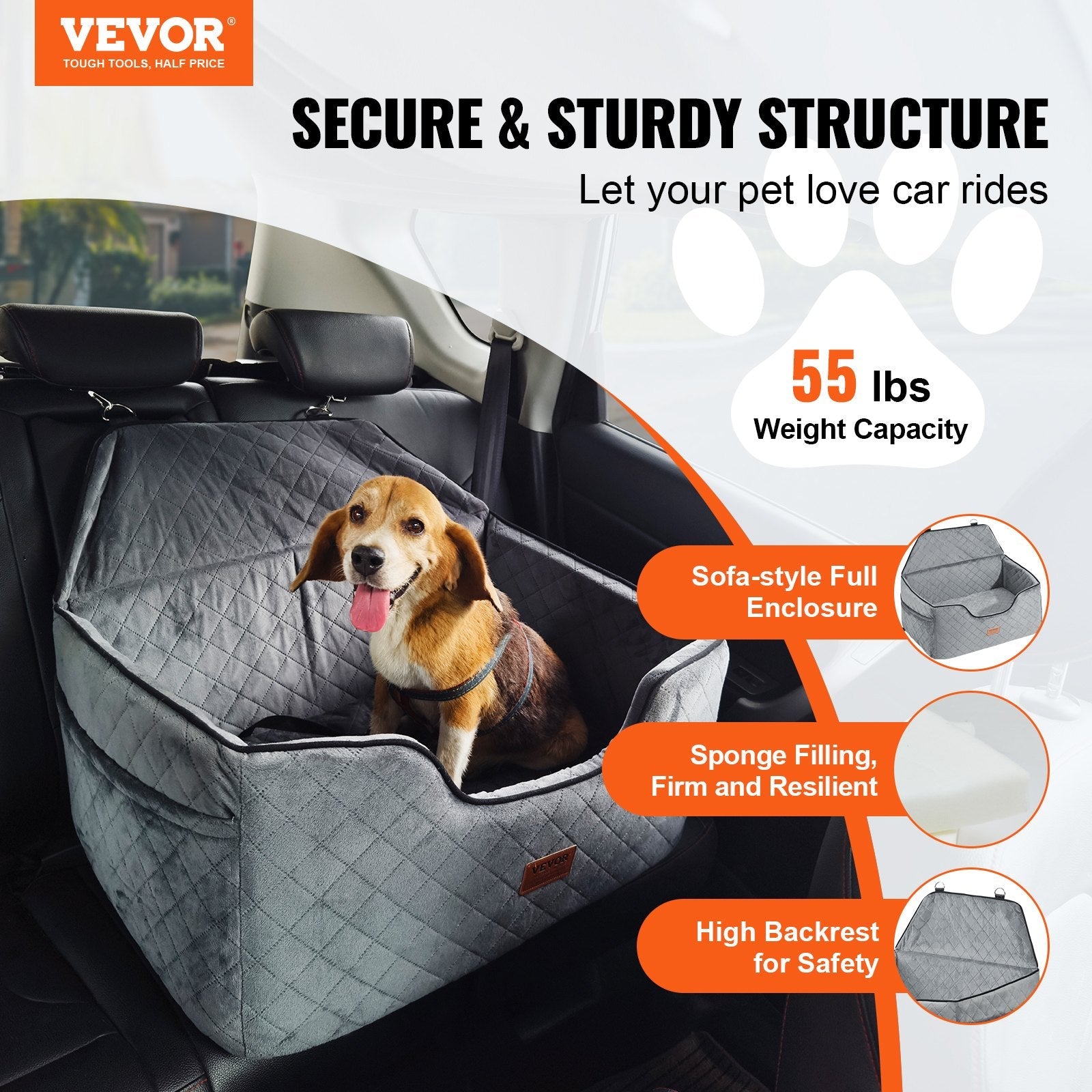 VEVOR Dog Booster Car Seat Pet Car Seat