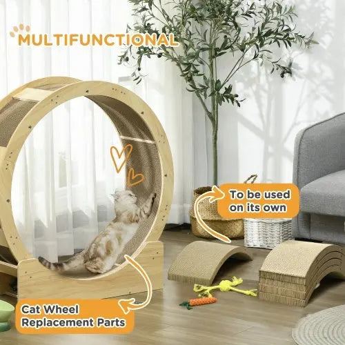 PawHut Cat Scratching Board, 4 Pack Cat Scratcher For Indoor Cats, Reversible Cat Scratching Post Replacement For Cat Wheel, Brown KuroshiroOnline