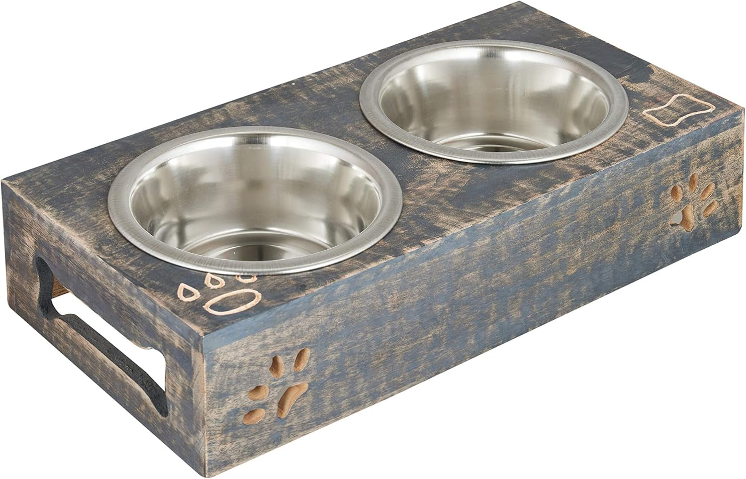 Pet Feeder | Raised Pet Bowl | Wooden Elevated Dog and Cat Pet Feeder | Elevated Dog Cat Food and Water Bowls Stand Feeder with 2 Stainless Steel Bowls | Pet Elevated Feeder | Pet Food Feeder