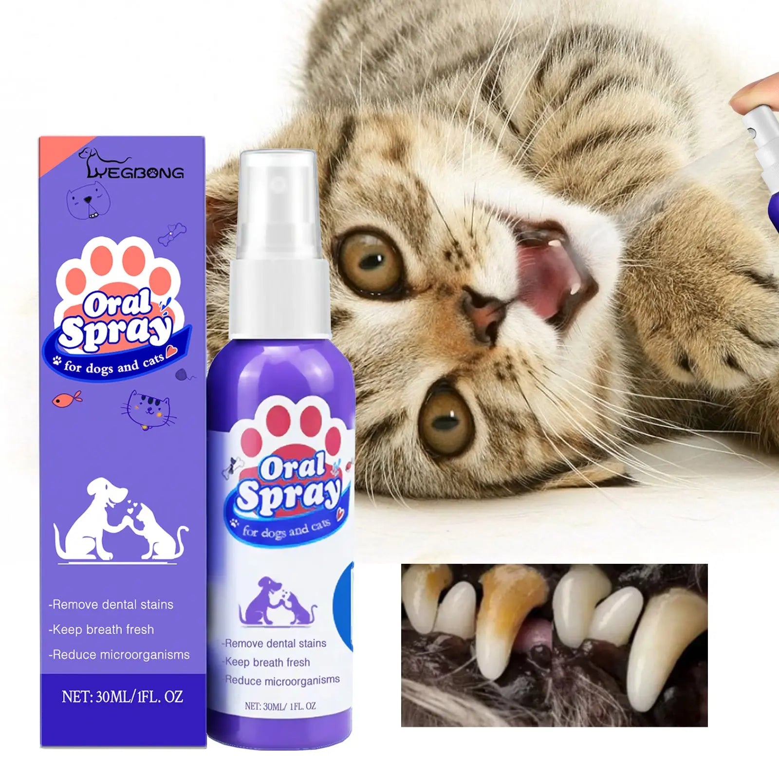 Cat And Dog Teeth Cleaning Spray To Remove Tooth Stains Fresh Breath Pet Oral Care Spray KuroshiroOnline