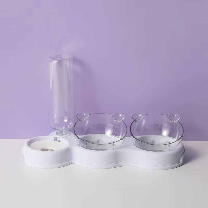 Pet Cat Automatic Feeder Plastic 3-In-1 Dog Food Bowl