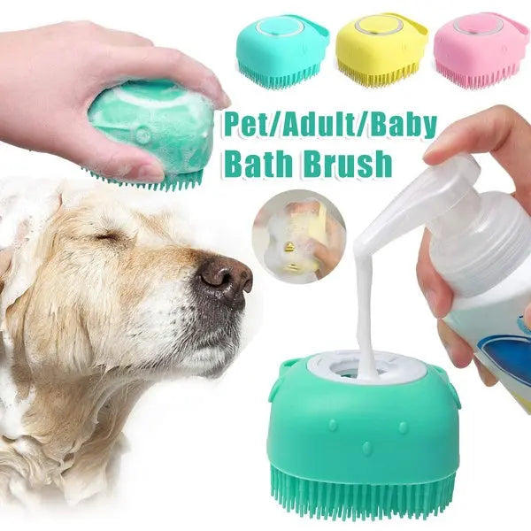 Silicone Dog Bath Massage Gloves Brush Pet Cat Bathroom Cleaning Tool Comb Brush For Dog Can Pour Shampoo Dog Grooming Supplies KuroshiroOnline