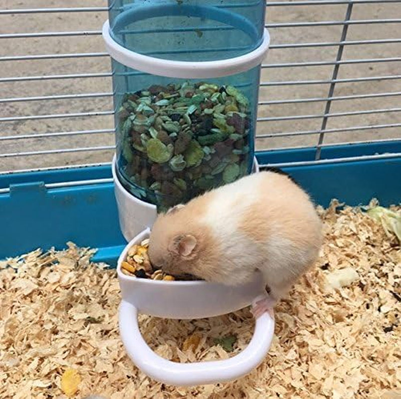 Automatic Small Animal Feeder, Gravity Food Dispenser with Holder for Hamster Bird Pigeon Parrot Mini Hedgehog, Cage Hanging Feeding Device (5.90X2.83X6.10In)