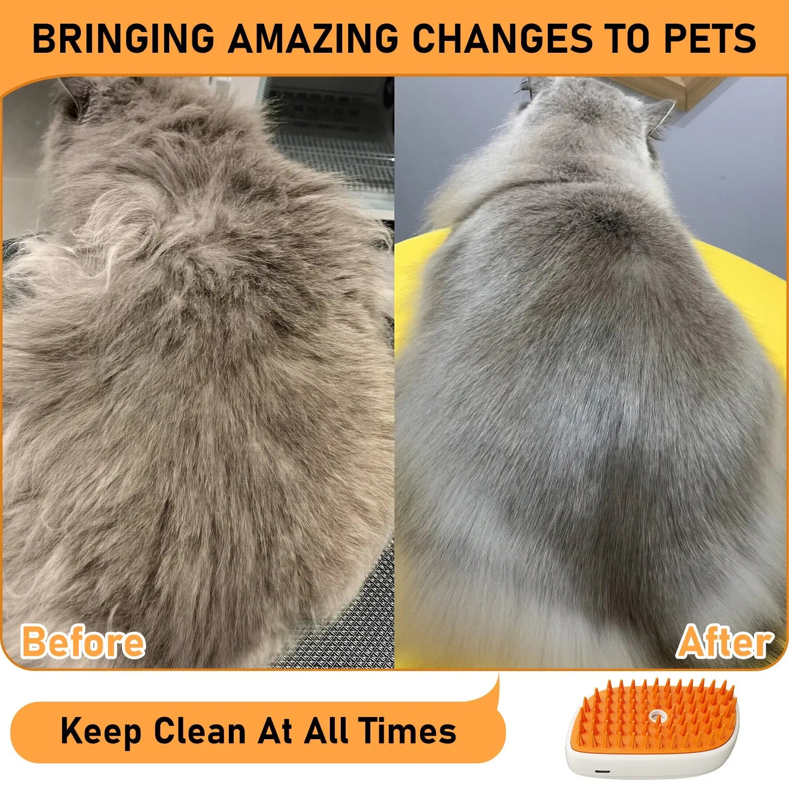 4 In 1 Cat Steam Brush, Anti Static Shedding Spray Comb, Hair Removal, Mist Indoor Steamy Grooming Brush For Dog, Water Spritz Defur Cepillo, Spa Steamer Cloud Para Gatos KuroshiroOnline