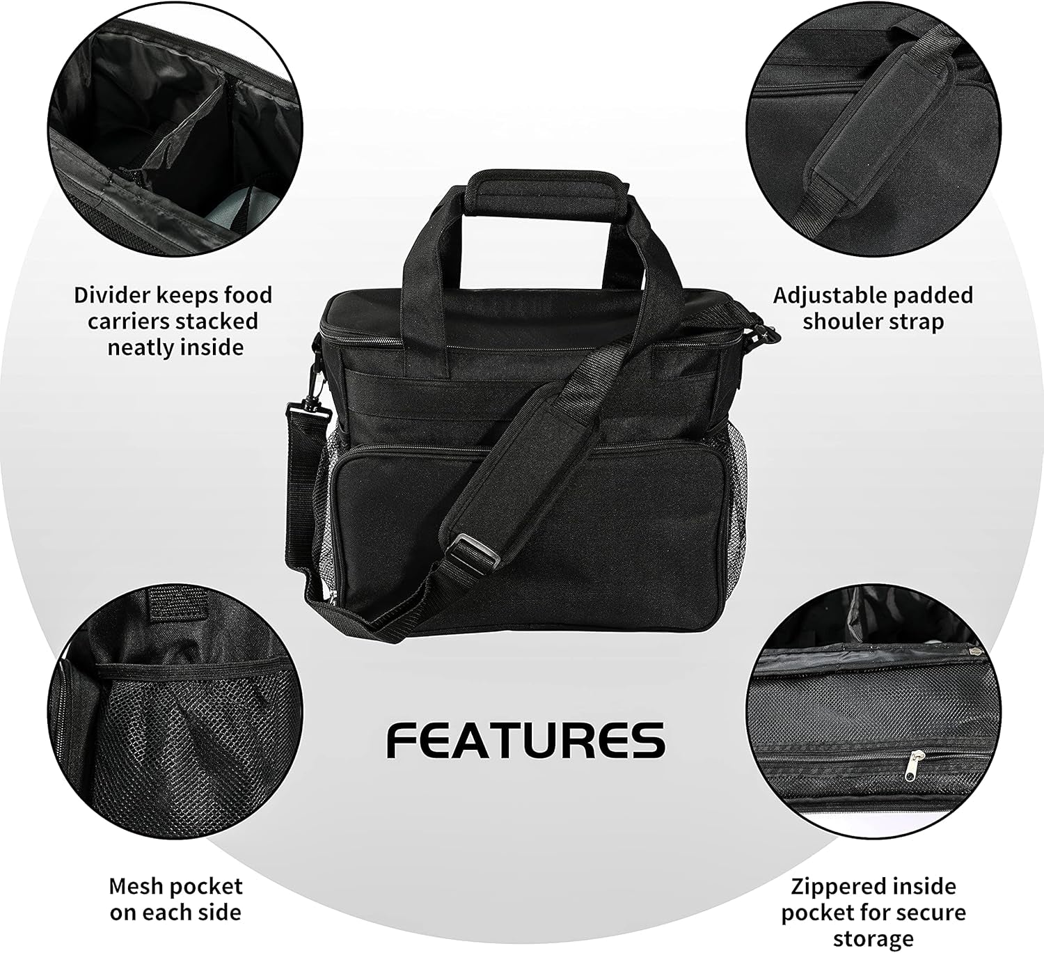 Pet Travel Bag Weekend Dog Travel Set for Dog Cat Airline Approved Tote Organizer with Multi-Function Pockets and Two Silicone Collapsible Bowls (Black)