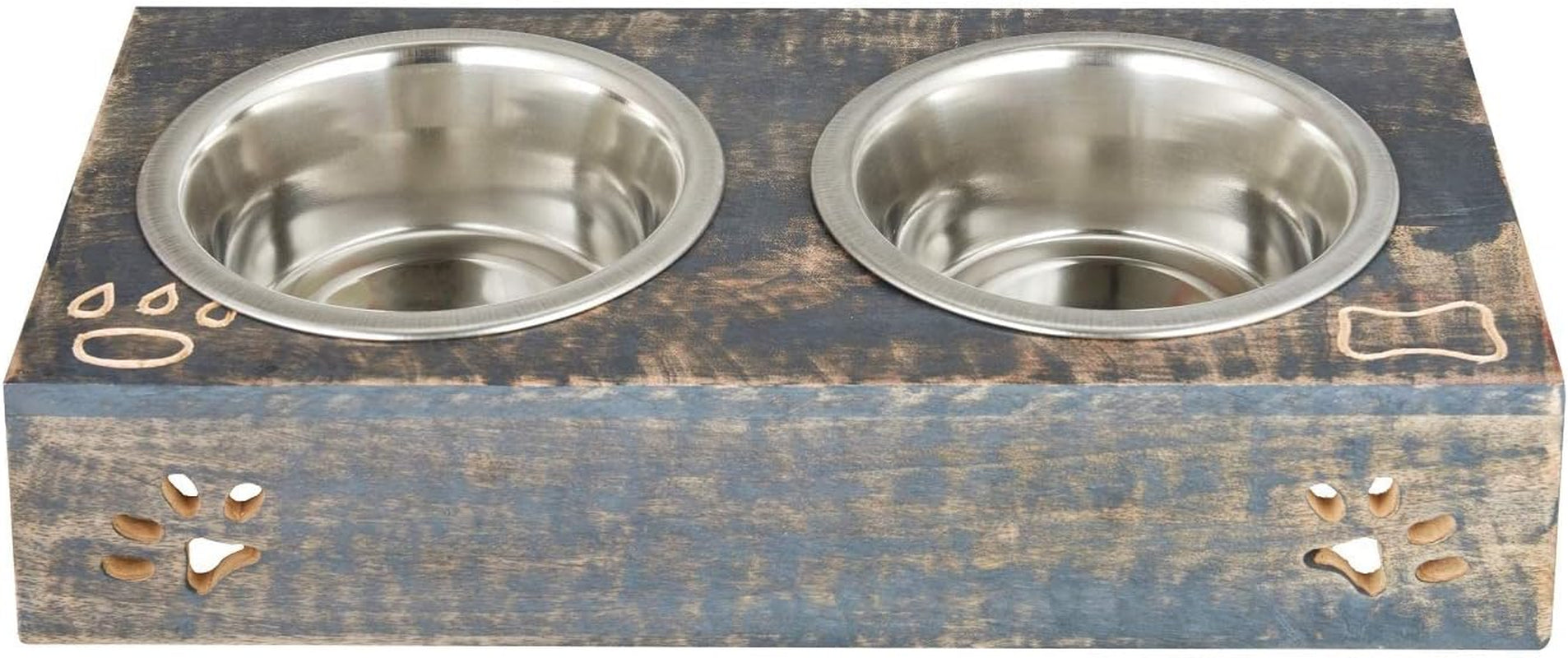Pet Feeder | Raised Pet Bowl | Wooden Elevated Dog and Cat Pet Feeder | Elevated Dog Cat Food and Water Bowls Stand Feeder with 2 Stainless Steel Bowls | Pet Elevated Feeder | Pet Food Feeder
