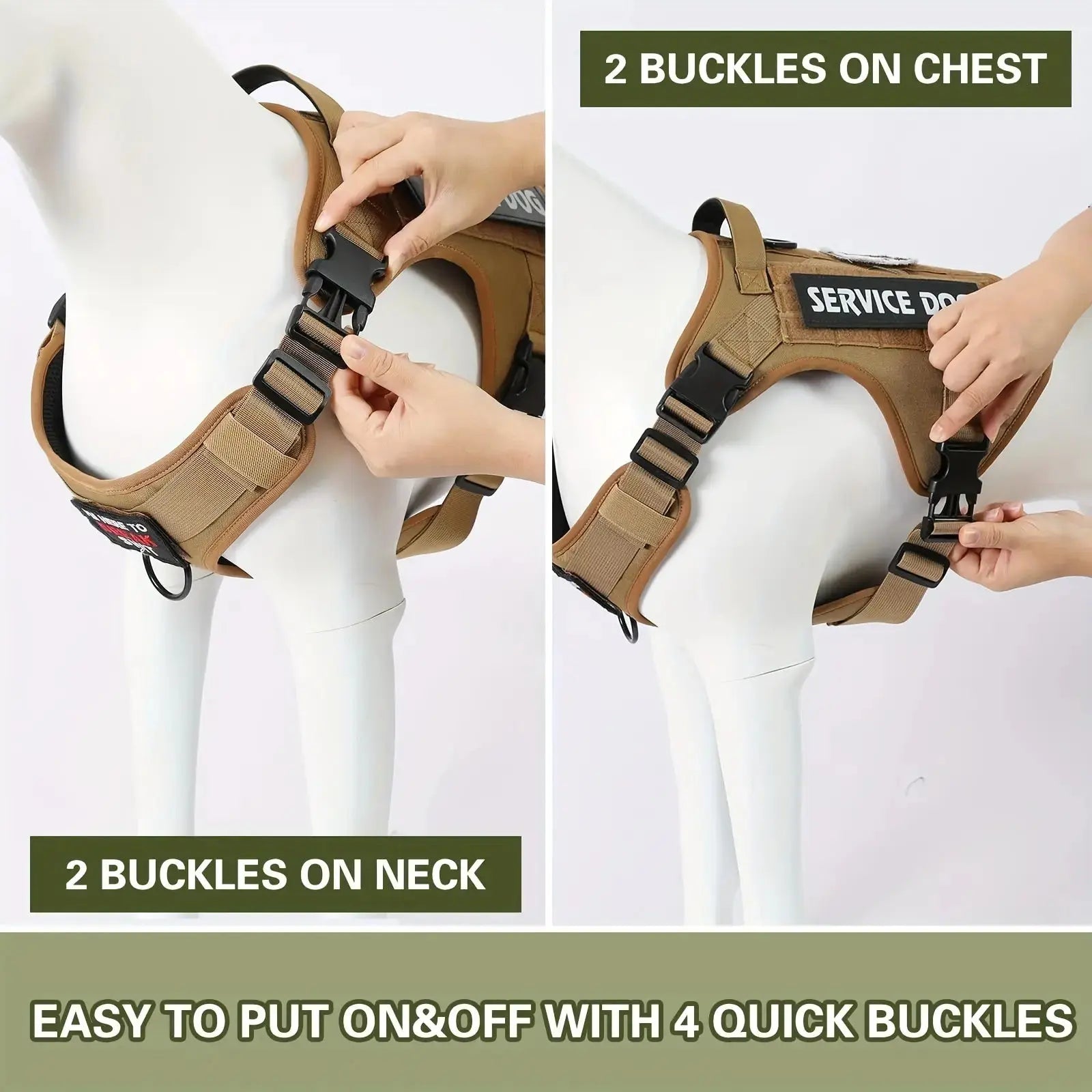 American Local Tactical Pet Boobs Service Dog Harness Vest Adjustable Reflective Dog Harness Metal Buckle Hiking Training KuroshiroOnline