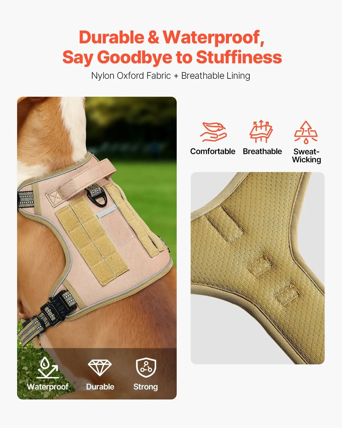 Dog Harness For Large Dogs No Pull Tactical Dog Harness Adjustable Pet Vest KuroshiroOnline