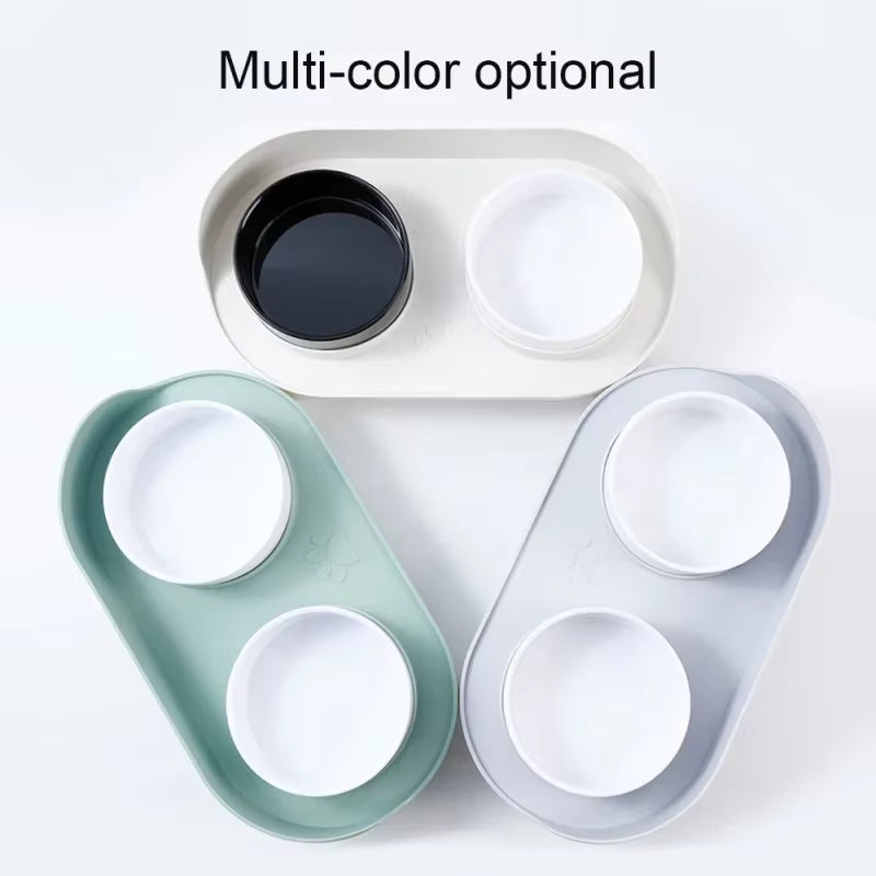Food Feeders Pet Cat Double Bowls Feeder Adjustable Height Cats Dogs Drinker Water Bowl Dish Elevated Feeding Kitten Supplies