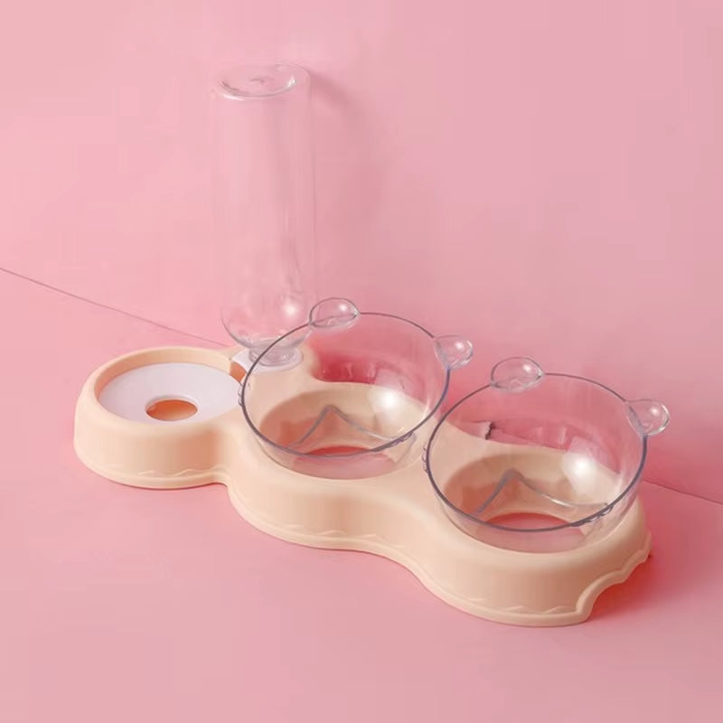 Pet Cat Automatic Feeder Plastic 3-In-1 Dog Food Bowl