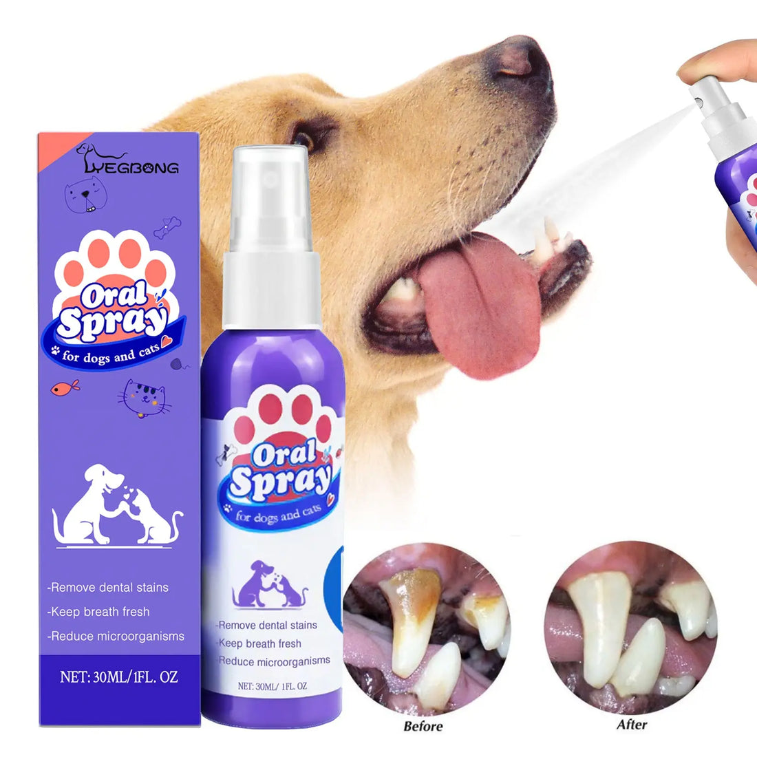 Cat And Dog Teeth Cleaning Spray To Remove Tooth Stains Fresh Breath Pet Oral Care Spray KuroshiroOnline