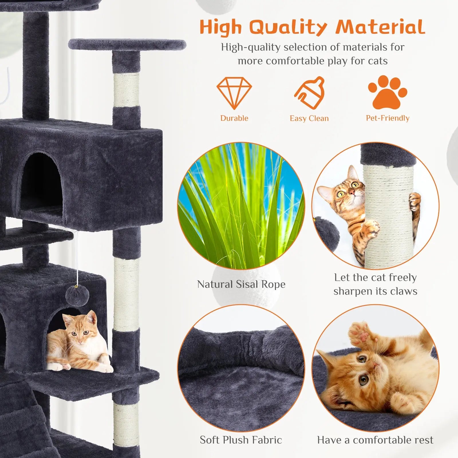 Multi Functional Cat Treehouse Cat Climbing Frame KuroshiroOnline