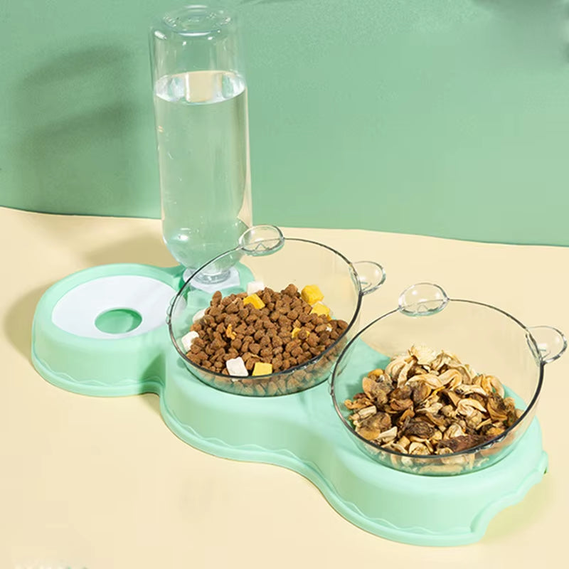 Pet Cat Automatic Feeder Plastic 3-In-1 Dog Food Bowl
