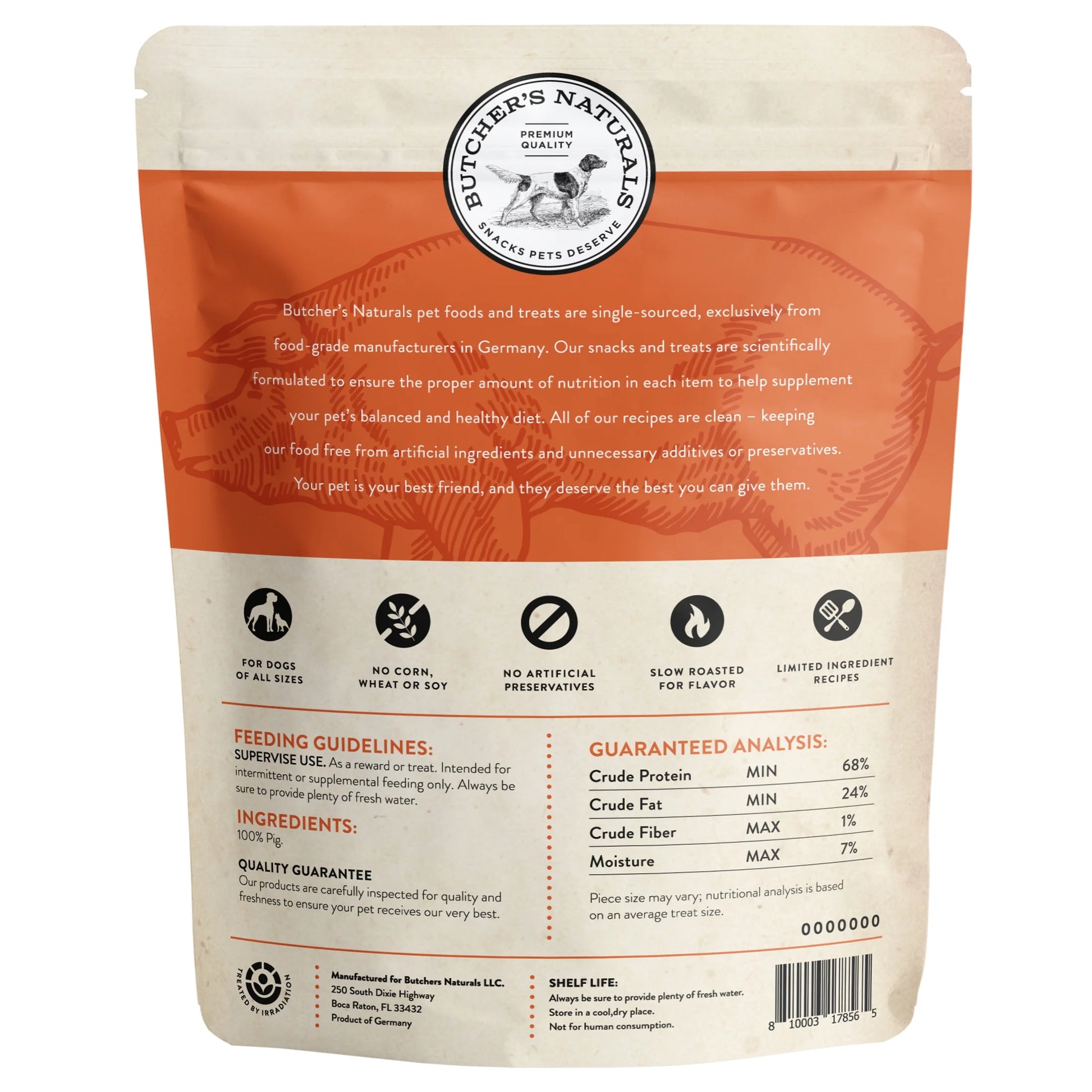 Butcher’S Naturals Pork Flavored Pig Ears Treats for Dogs, 10 Pieces