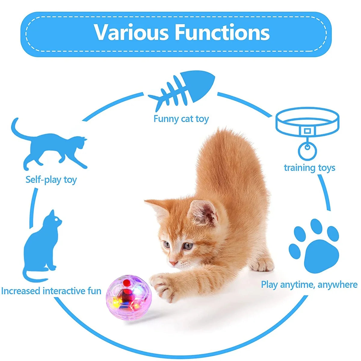 30Pcs Motion Light up Hunting Cat Ball