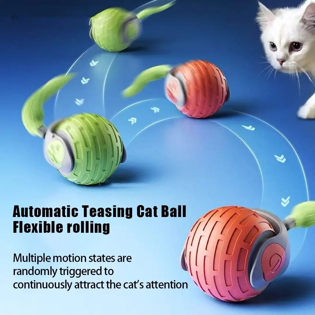 New Interactive Cat Toys Ball Auto Electric Rolling Ball Toys For Cat Kitty Pets Smart Automatic Teaser USB Rechargeable Cat Toy Pet Products KuroshiroOnline