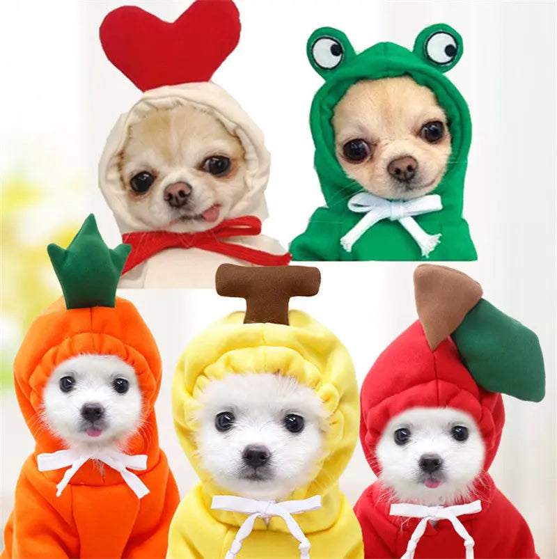 Cute Fruit Dog Clothes For Small Dogs Hoodies Winter Warm Fleece Pet Clothing Puppy Cat Costume Coat For French Chihuahua Outfit KuroshiroOnline