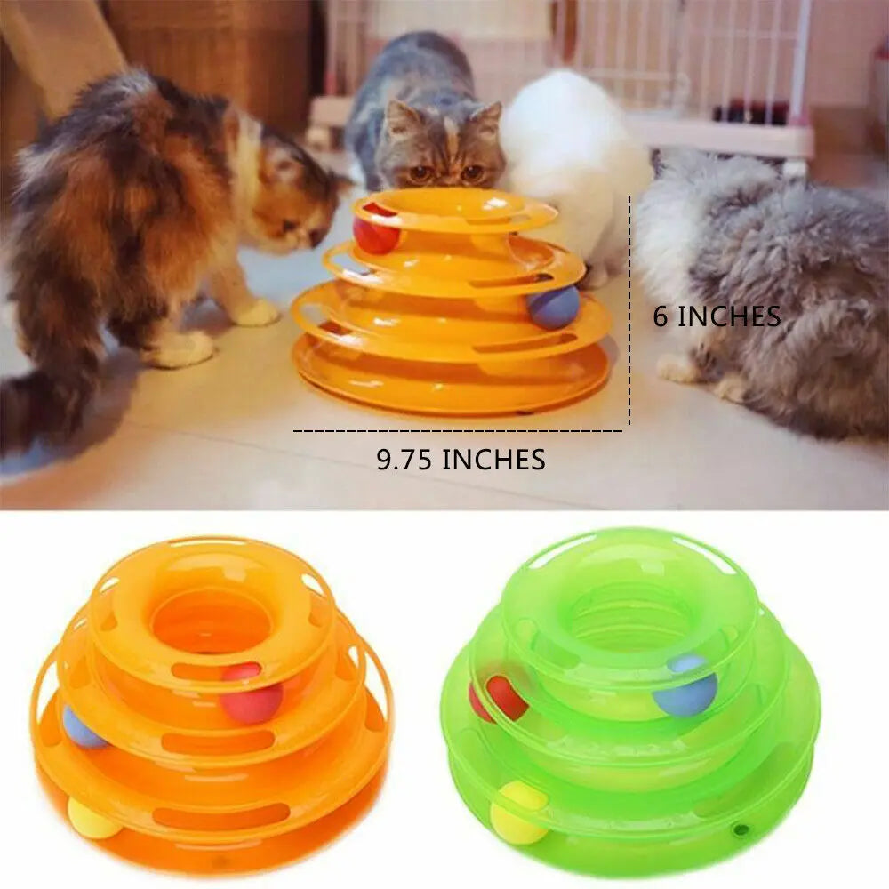 Pet Cat Crazy Ball Disk Interactive Toys Amusement Plate Trilaminar Funny Toy KuroshiroOnline