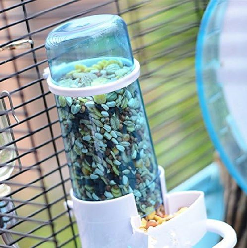 Automatic Small Animal Feeder, Gravity Food Dispenser with Holder for Hamster Bird Pigeon Parrot Mini Hedgehog, Cage Hanging Feeding Device (5.90X2.83X6.10In)