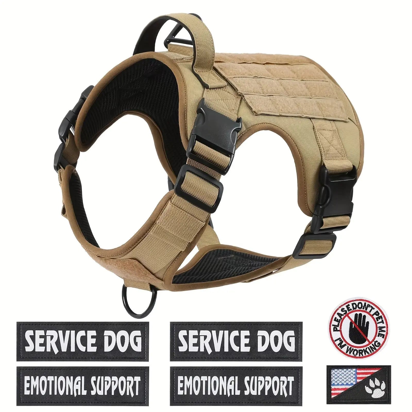 American Local Tactical Pet Boobs Service Dog Harness Vest Adjustable Reflective Dog Harness Metal Buckle Hiking Training KuroshiroOnline