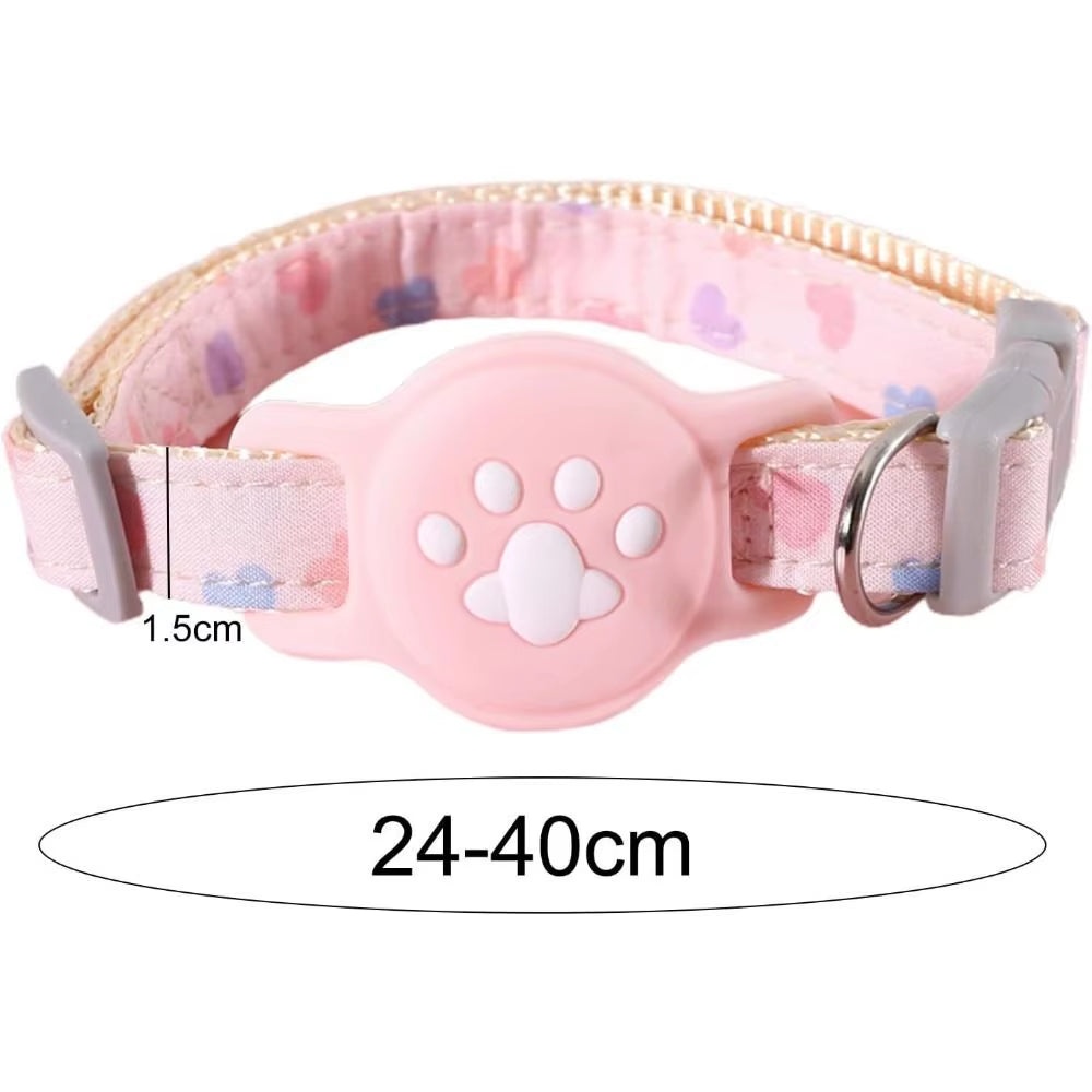 Nylon Pet Locator Collar Glow-In-The-Dark Adjustable Dog Cat Collar Anti-Lost Silicone Tracker Protective Cover for Airtag Pet