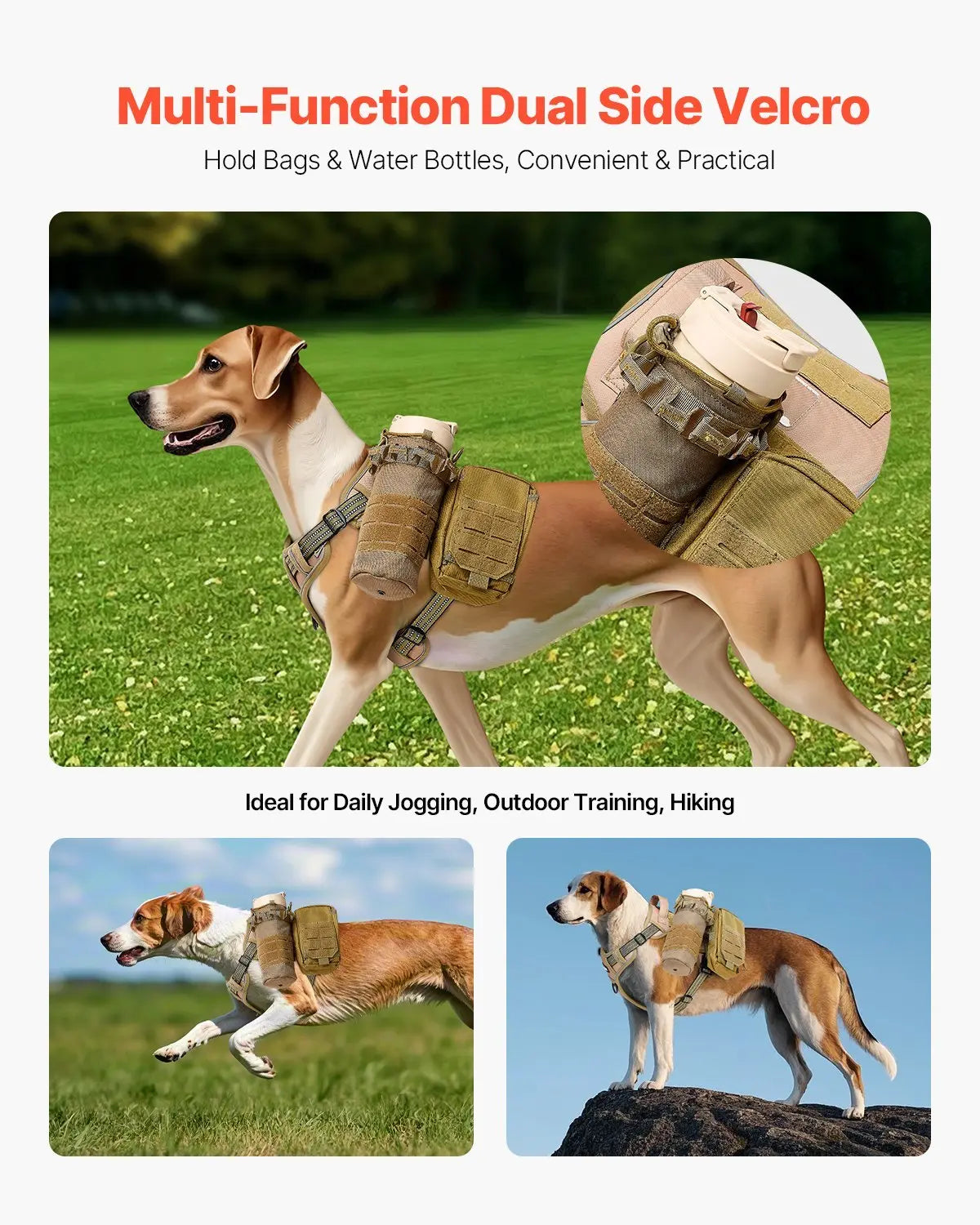 Dog Harness For Large Dogs No Pull Tactical Dog Harness Adjustable Pet Vest KuroshiroOnline
