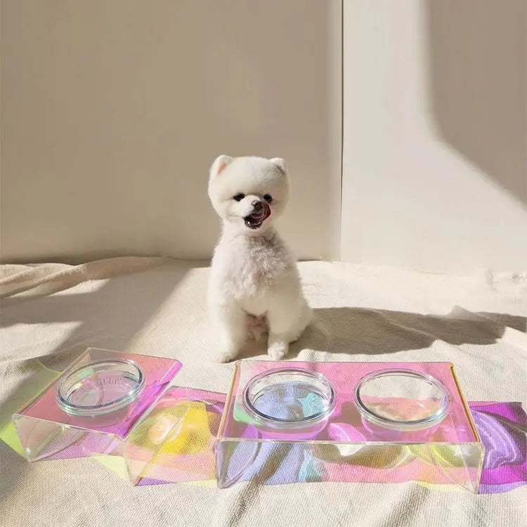 Acrylic Pet Dazzling Bowl Food Basin Small Dog KuroshiroOnline