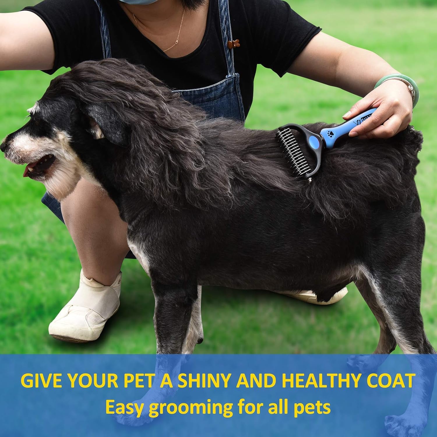 Dematting Tool for Dogs/Cats-Double-Sided Cat and Dog Grooming Rakes/Easily Remove 99% Tangles/No More Hairs That Make You Hate Falling and Flying-Suitable for People Who Own Cats and Dogs(Blue)