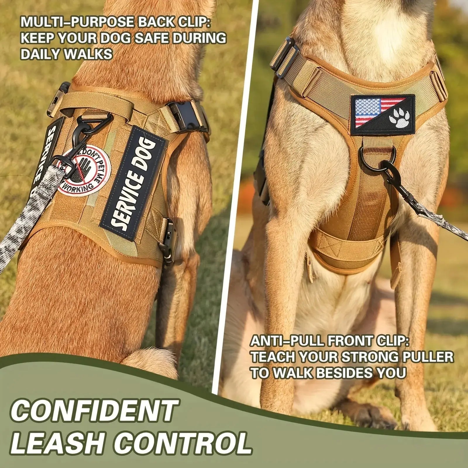 American Local Tactical Pet Boobs Service Dog Harness Vest Adjustable Reflective Dog Harness Metal Buckle Hiking Training KuroshiroOnline