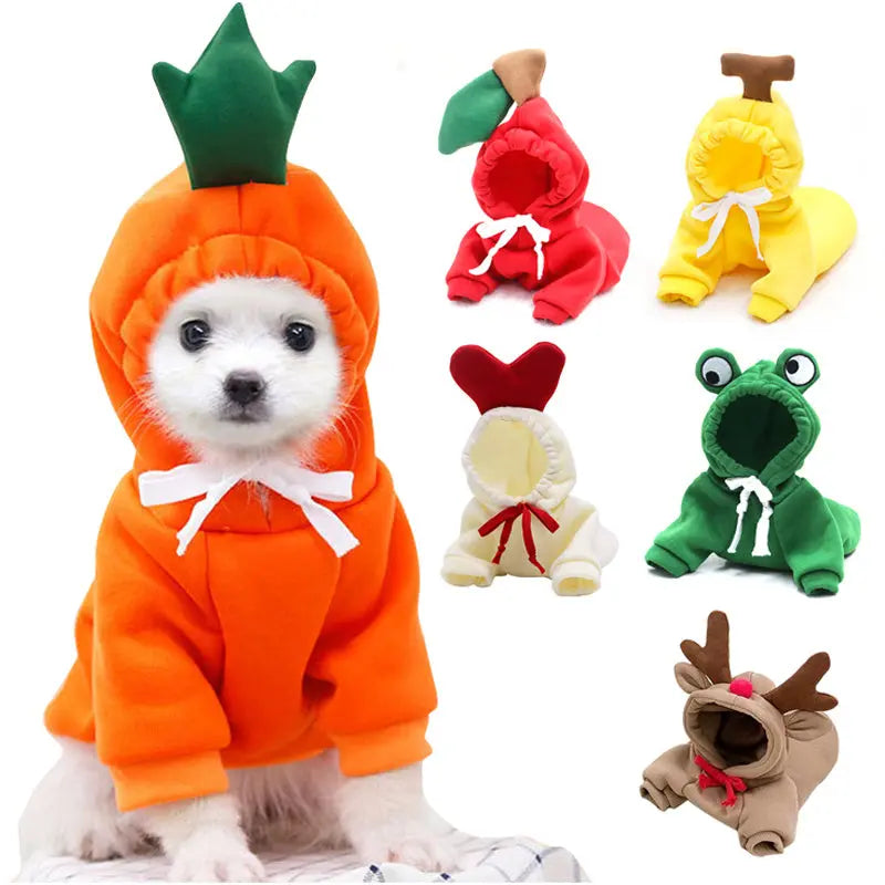 Cute Fruit Dog Clothes For Small Dogs Hoodies Winter Warm Fleece Pet Clothing Puppy Cat Costume Coat For French Chihuahua Outfit KuroshiroOnline