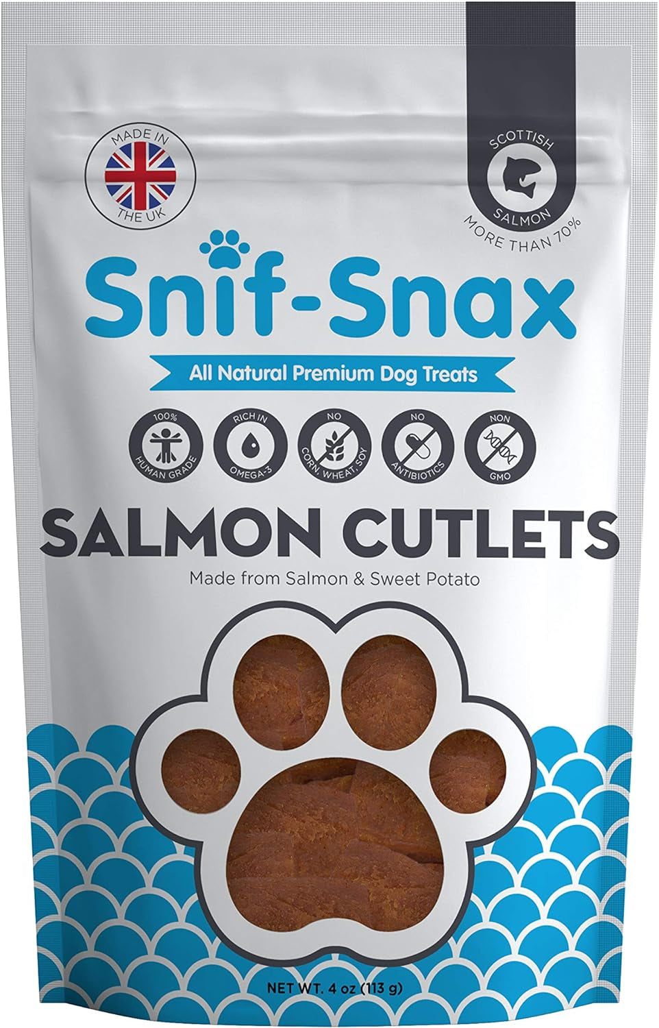 ™ Human Grade Dog Treats - All-Natural Smoked Salmon & Sweet Potato Cutlets, 4Oz